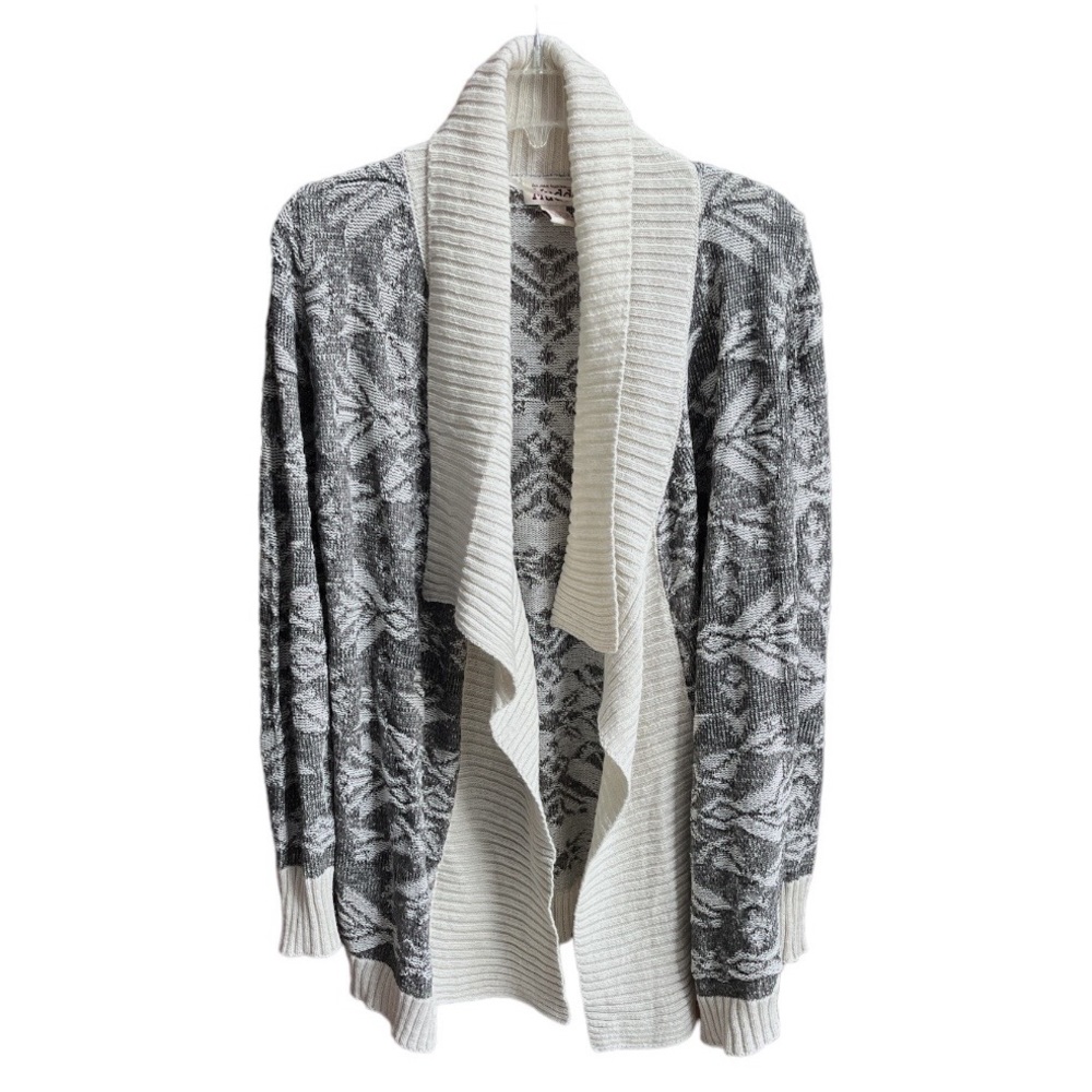 Mudd Southwestern Pattern Open Cardigan White Gray Size Medium